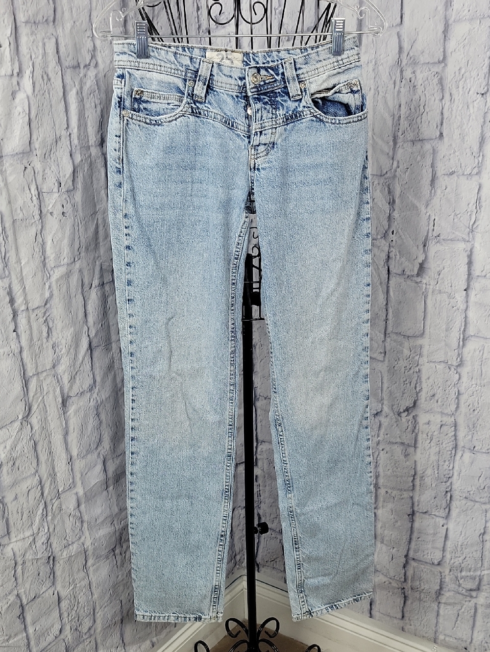 We The Free People Button Fly Straight Leg Jeans Size 25 Light Wash‎